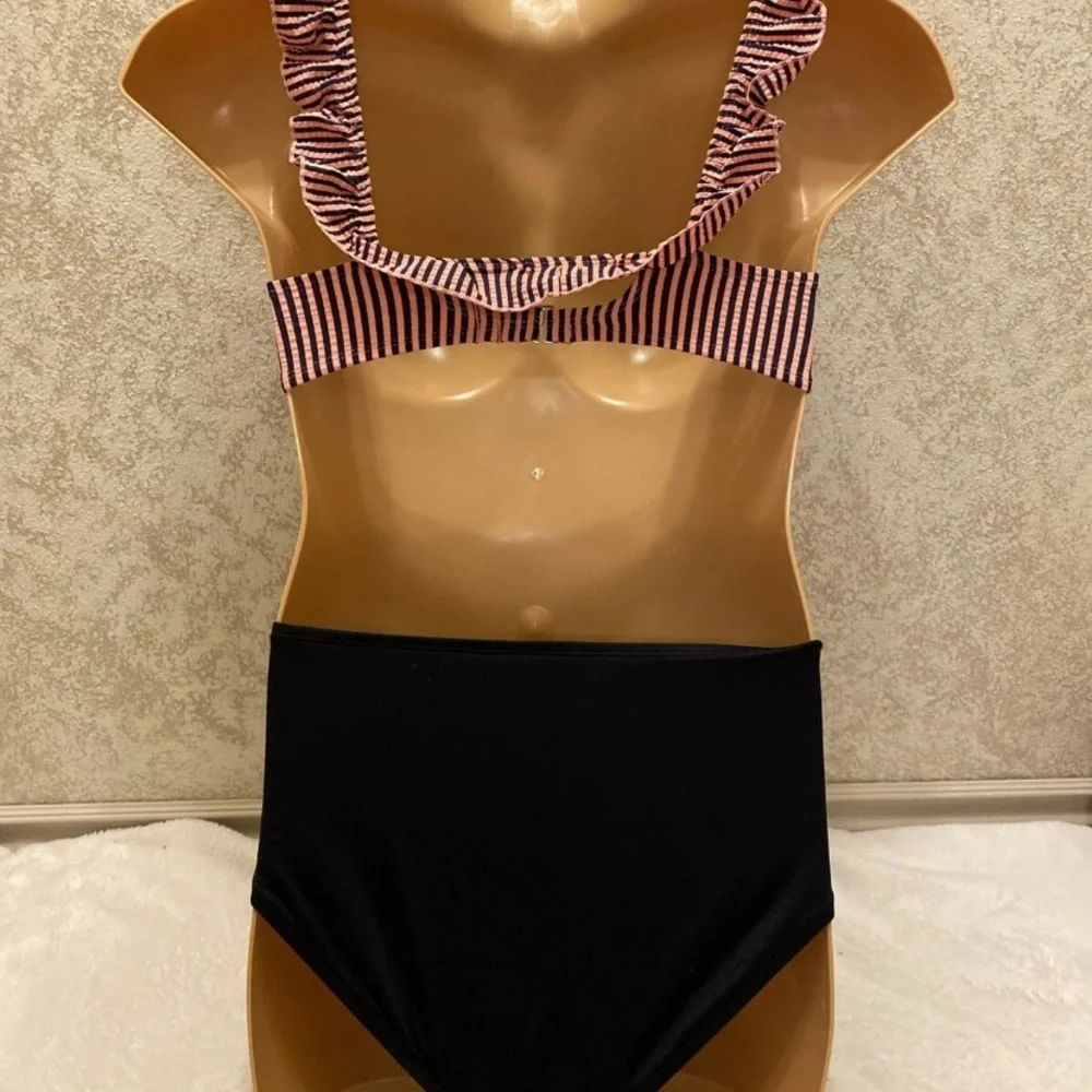 Xhilaration Pink and Black Striped Bikini